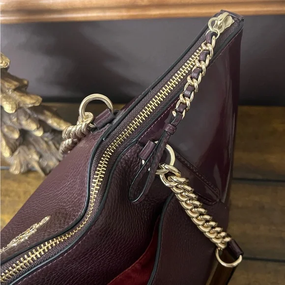 Coach Ava Chain Patent Pebbled Leather Purse Tote - Picture 11 of 14